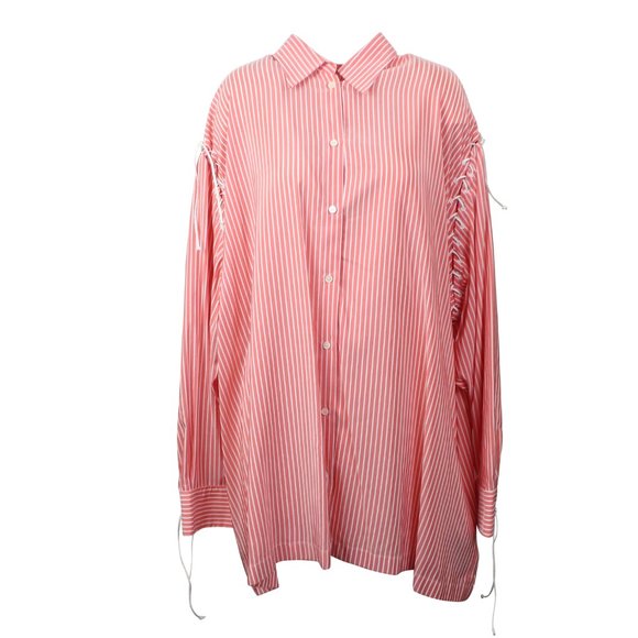 UNRAVEL PROJECT Pink Lace Up Long Sleeve Shirt Dress Size 4/40 $1840 - Picture 1 of 4
